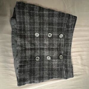 Gray Plaid Buttoned Women's Skirt